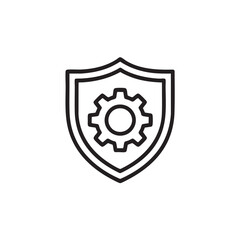 Security settings icon a shield with a gear inside outline style