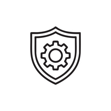 Security settings icon a shield with a gear inside outline style