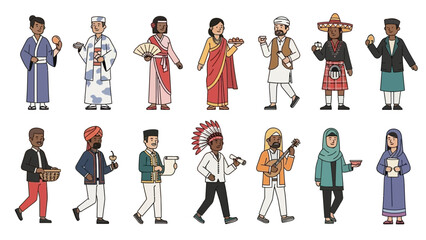 Naklejka premium World Cultures and Traditional Clothing Diversity