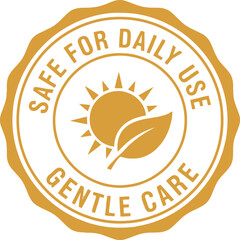 Safe for Daily Use Badge with Sun and Leaf Icon for Gentle Care