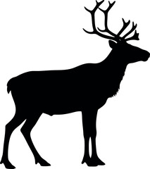 Reindeer Silhouette Vector Isolated on White Background