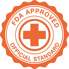 FDA Approved Official Standard Seal Badge Vector Icon Orange