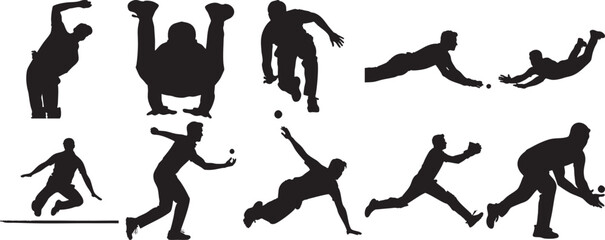 baseball player silhouettes in various poses