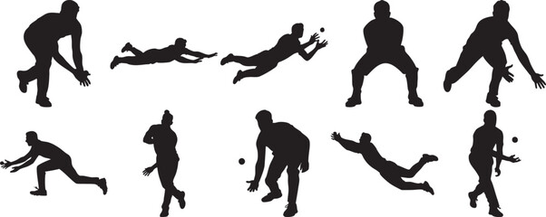 Black silhouettes of people playing ball