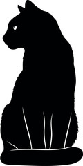 Black Cat Silhouette Vector Isolated on White Background