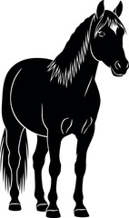 Elegant Black Horse Silhouette Vector Isolated on White Background