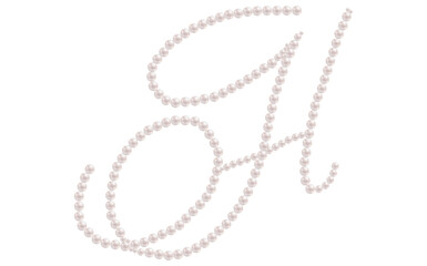 White Pearls Alphabet Letter H Luxury Text Design Vector Illustration.