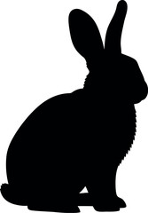 Black Rabbit Silhouette Isolated on White Background Vector Art