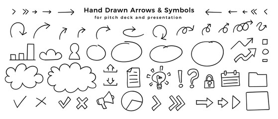 Organic Doodle PNG Arrow and Symbol Collection for Pitch Deck and Presentation