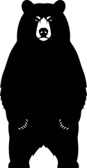 Bold Black Bear Silhouette Standing Upright Vector Illustration
