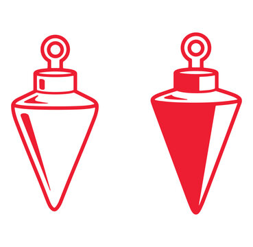 Vector illustration of two red plum bobs in outlined and solid graphic styles