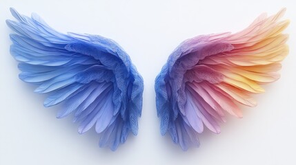 Fototapeta premium Colorful angel wings, gradient hues