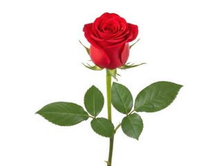 Fototapeta premium Single red rose isolated on white background