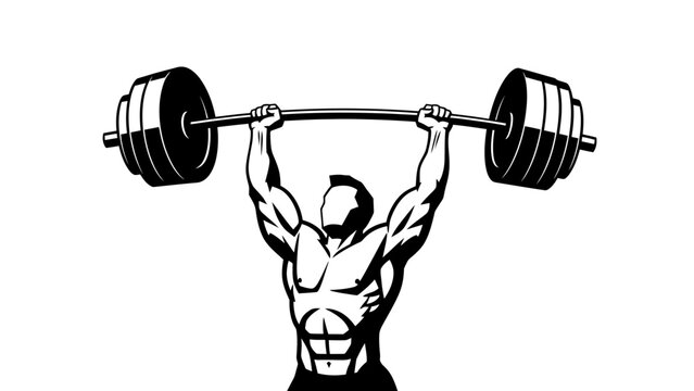 Black & White Weight Lifting Vector