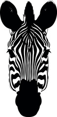 Zebra Head Silhouette Vector Isolated Black and White Animal Art