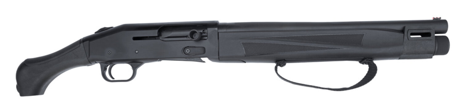 12 gauge shotgun with a very short stock