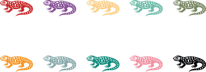 Colorful lizard illustration set, Gecko reptile animal artwork