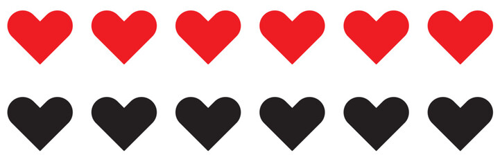 Heart vector collection. Love, favorites, like concept button icon for UI, UX