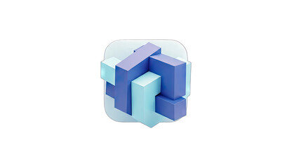 Obraz premium Abstract 3D Blocks Interlocking on a Rounded Square - Concept
