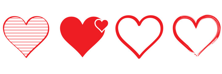 Red heart icons set vector