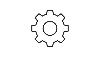 Black Gear Outline Icon Isolated on White Background