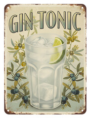 VECCHIA INSEGNA DI LATTA GIN TONIC 