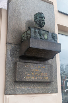 Prague, Czechia - November 9, 2025: Bust of Josef Vaclav Myslbek.