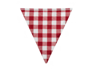 Red white checkered bunting flag festive party decoration gingham pennant banner style transparent background