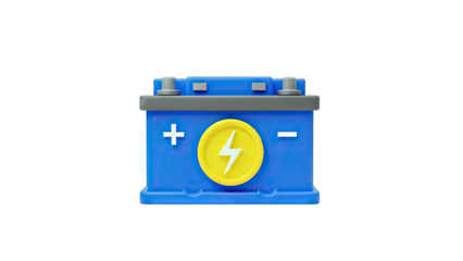 3D Car Battery Illustration on White Background