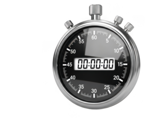 Vintage stopwatch countdown timer showing zero time transparent background