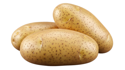 Three potatoes isolated on transparent background