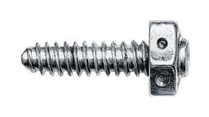 Detailed Vector Drawing of Metal Piece with Screw and Screws