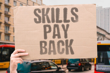 "Skills Pay Back" Learning investments return value. AI. SKILLS. PROFIT. RETURNS. LEARNING.