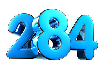 Blue number 284 3d illustration. Advertising signs. Product design. Product sales