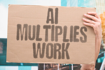 "AI Multiplies Work" Less effort yields more. AI. PRODUCTIVITY. SCALE. OUTPUT. EFFICIENCY.