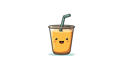 Delightful Vector Smoothie with Straw and Smiling Face Illustration