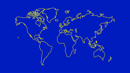 A minimalist world map, with the continents highlighted in white against a dark ocean background. This vector map features a modern graphic design that combines simplicity and information.