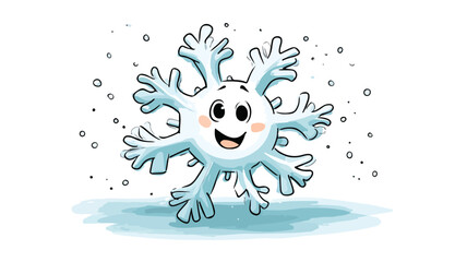 Charming Smiling Snowflake Cartoon Icon Vector Illustration