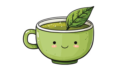 Smiling Green Tea Cup Vector Illustration for Refreshing Designs