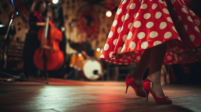 Vintage Polka Dot Dress Jazz Club Dance