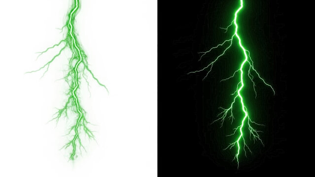 Vibrant green lightning strike