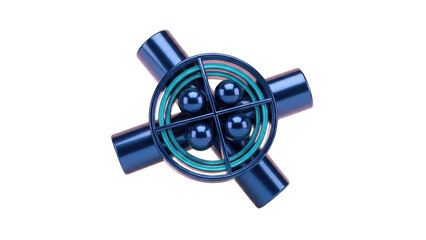 Abstract Geometric Structure with Spheres and Rings on White Background