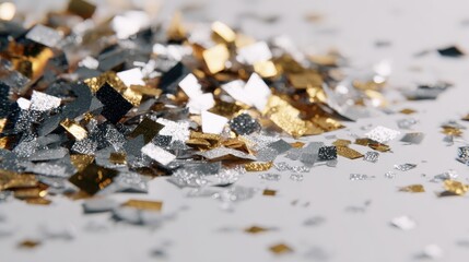 Scattered metallic confetti