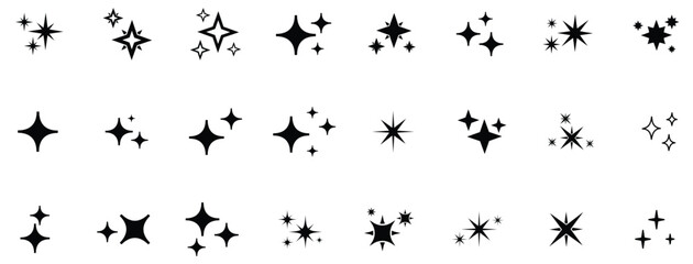 Sparkle vector icons set. Shine symbol illustration. star sign collection.
