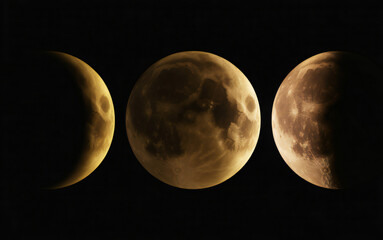 Naklejka premium Lunar phases night sky cosmic