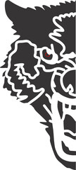 Stylized Wolf Head Vector Illustration - Stencil or Outline Design