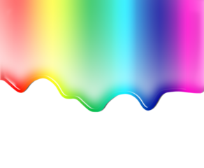 Degradado vibrante de líquido goteando, del rojo al rosa, con bordes ondulados multicolor y brillantes.creatividad fluida y espectro emocional, simbolizando diversidad, expresión y transformación