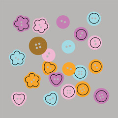 Buttons on a grey background, vector illustration.
