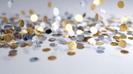 Scattered metallic confetti