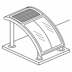 Curved Solar Panel on Minimal Stand with Solar Cells